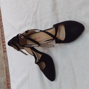 Just Fab Black Suede New Strappy High Heels size 6.5   never worn Nwot